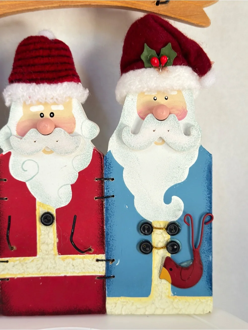 Holiday 'Days Til Christmas' Santa Countdown Wall Hanging - Red, Green, Blue Vtg